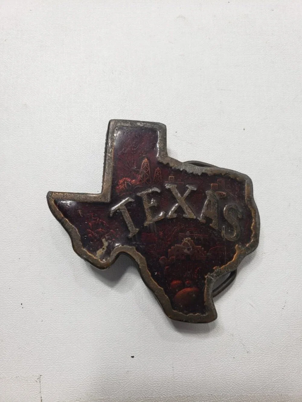 Vintage 1977 Indiana Metal Craft Texas Lone Star State Belt Buckle F-118